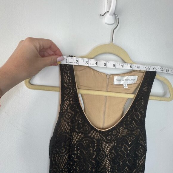 Dress the Population Black & Beige V-Neck Midi Dress - Size Small - Picture 10 of 16